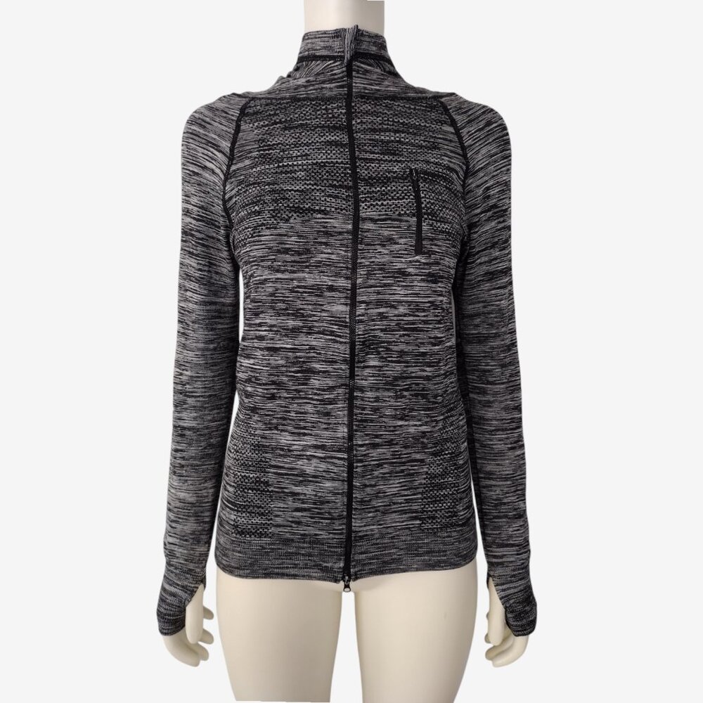 Soho Sport Black Gray Heather Hooded Mock Neck Lightweight Active Wear S